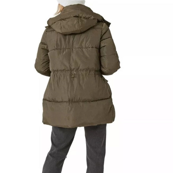 NWT Lucky Brand Fingertip Hooded Puffer Parka Jacket Dark Army Women’s Size M - Picture 2 of 3